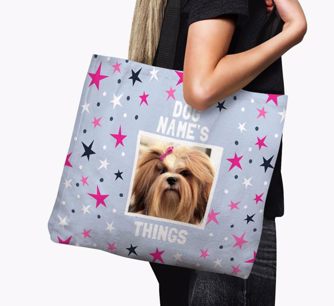 Stars: Personalised {breedFullName} Photo Upload Canvas Bag